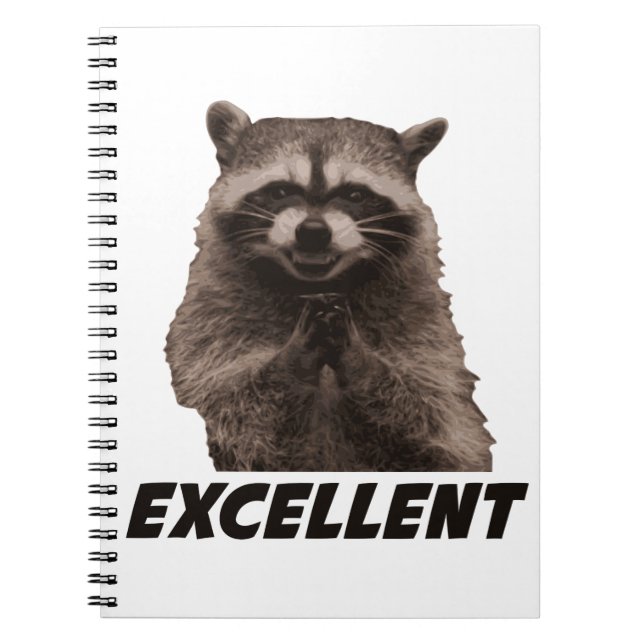 Excellent Evil Plotting Raccoon Notebook (Front)