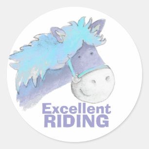 Excellent horse / pony riding blue praise sticker
