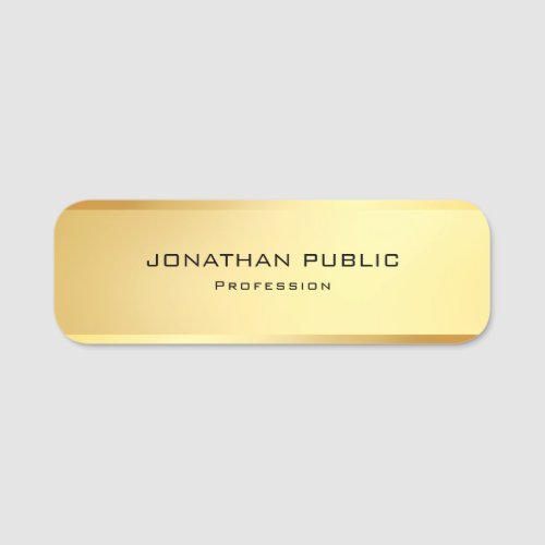 Excellent Modern Simple Template Glamorous Gold Name Tag