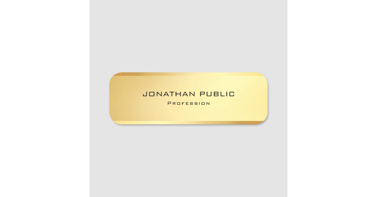 Excellent Modern Simple Template Glamorous Gold Name Tag Zazzle