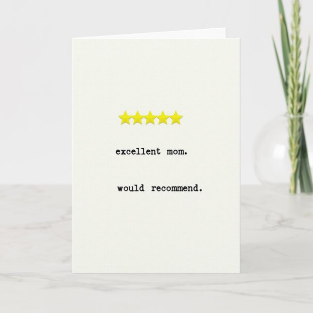 Excellent Mom Five Star Card (Front)