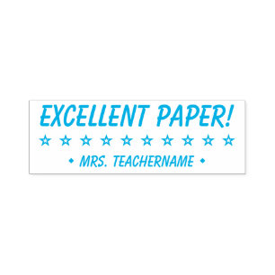 "EXCELLENT PAPER!" + Educator's Name Rubber Stamp