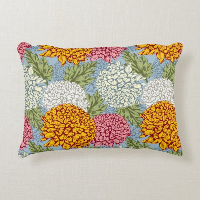 Excellent pattern with chrysanthemums decorative pillow (Front)