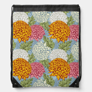 Excellent pattern with chrysanthemums drawstring bag