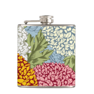 Excellent pattern with chrysanthemums flask