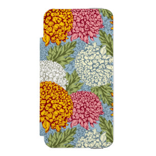 Excellent pattern with chrysanthemums iPhone SE/5/5s wallet case