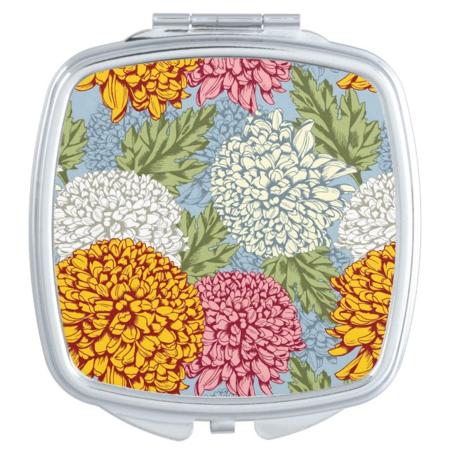 Excellent pattern with chrysanthemums makeup mirror (Front)