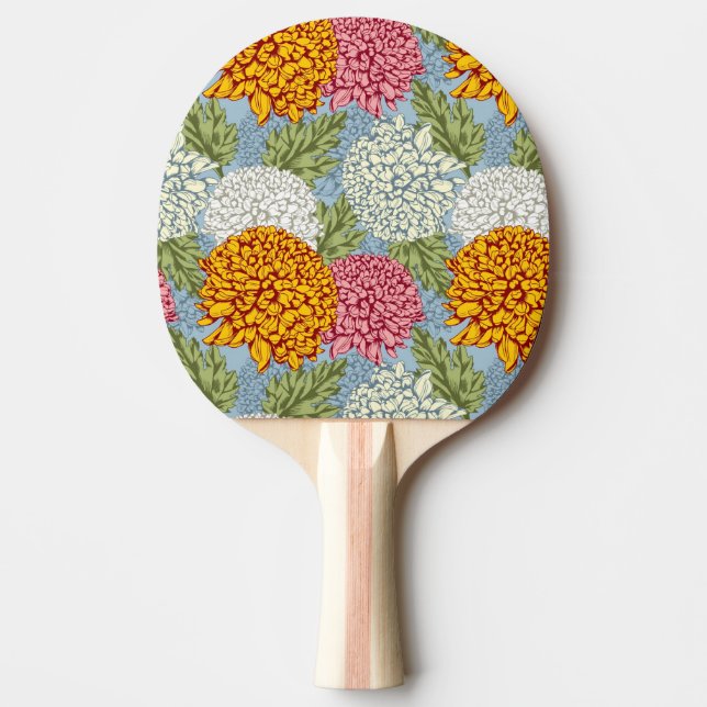 Excellent pattern with chrysanthemums Ping-Pong paddle (Front)