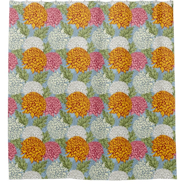 Excellent pattern with chrysanthemums shower curtain (Front)