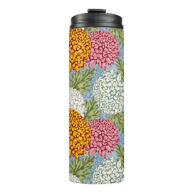 Excellent pattern with chrysanthemums thermal tumbler (Front)