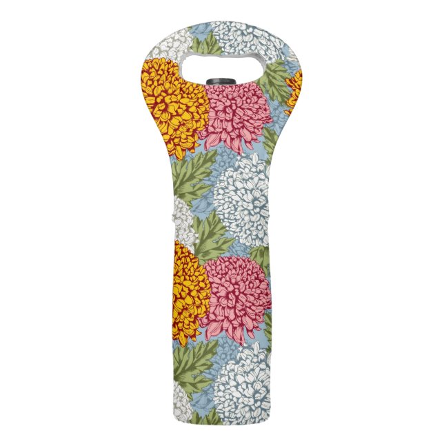 Excellent pattern with chrysanthemums wine bag (Front)