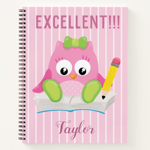 Excellent Pink Owl Notebook