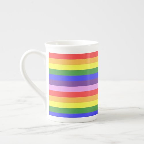 Excellent quality Rainbow Stripe Bright Colors Bone China Mug