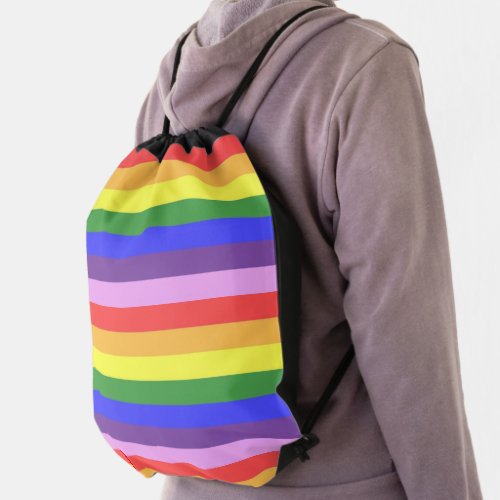 Excellent quality Rainbow Stripe Bright Colors Drawstring Bag