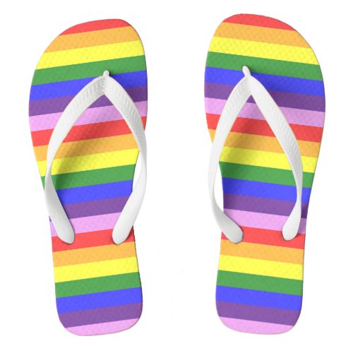 Excellent quality Rainbow Stripe Bright Colors Flip Flops