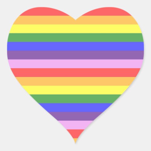 Excellent quality Rainbow Stripe Bright Colors Heart Sticker