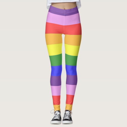 Excellent quality Rainbow Stripe Bright Colors Leggings