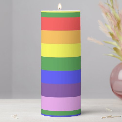 Excellent quality Rainbow Stripe Bright Colors Pillar Candle