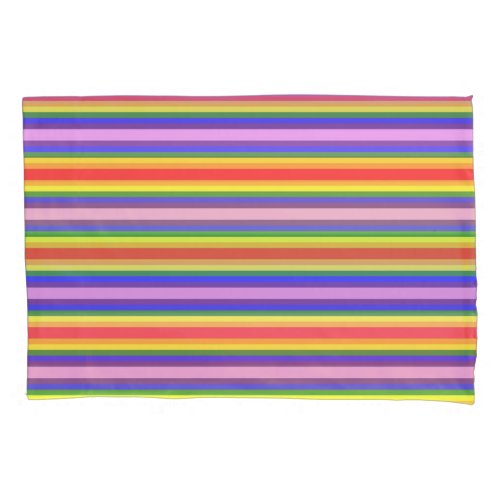 Excellent quality Rainbow Stripe Bright Colors Pillow Case