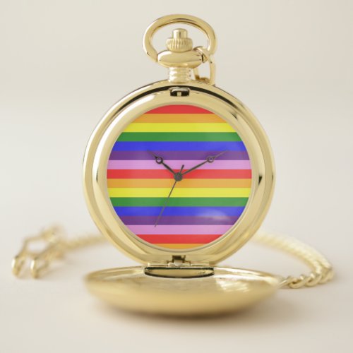 Excellent quality Rainbow Stripe Bright Colors Pocket Watch