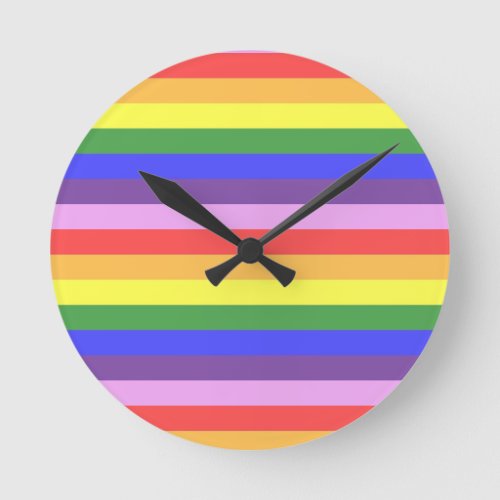 Excellent quality Rainbow Stripe Bright Colors Round Clock