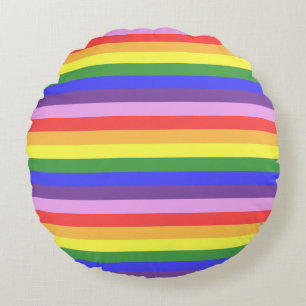 Excellent quality Rainbow Stripe Bright Colors Round Pillow