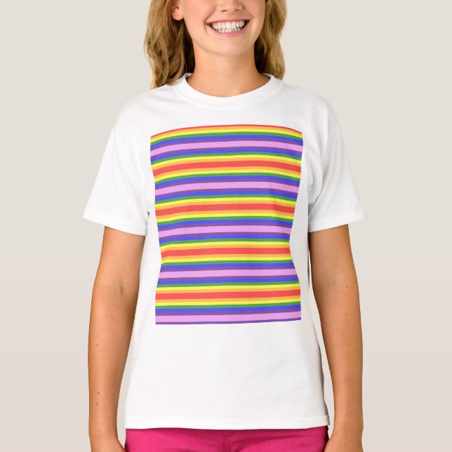 Excellent quality Rainbow Stripe Bright Colors T-Shirt (Front)