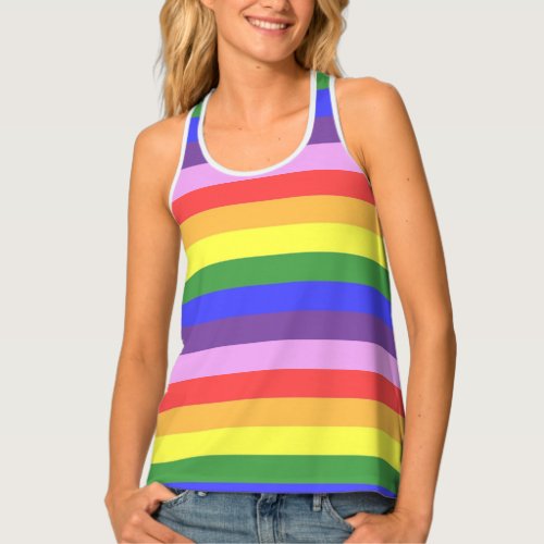 Excellent quality Rainbow Stripe Bright Colors Tank Top