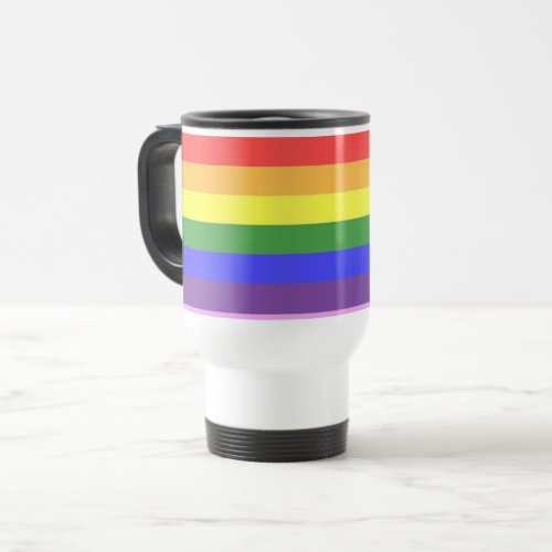 Excellent quality Rainbow Stripe Bright Colors Travel Mug