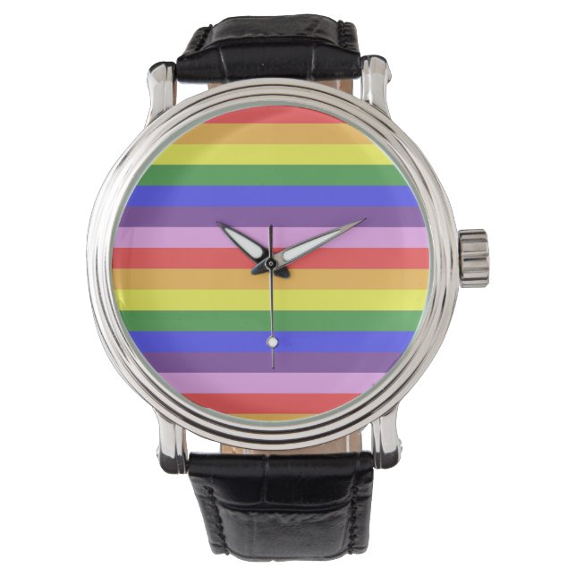 Excellent quality Rainbow Stripe Bright Colors Watch (Front)