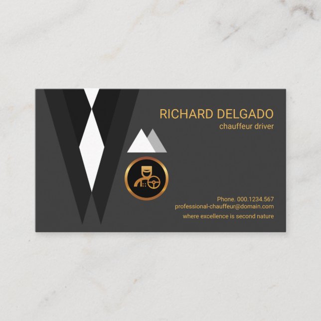 Excellent Stylish Creative Chauffeur's Suit Business Card (Front)