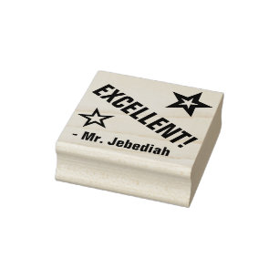 "EXCELLENT!" + Tutor Name Rubber Stamp