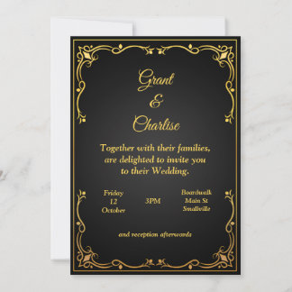 Excellent Wedding Invitation, gold and black Invitation