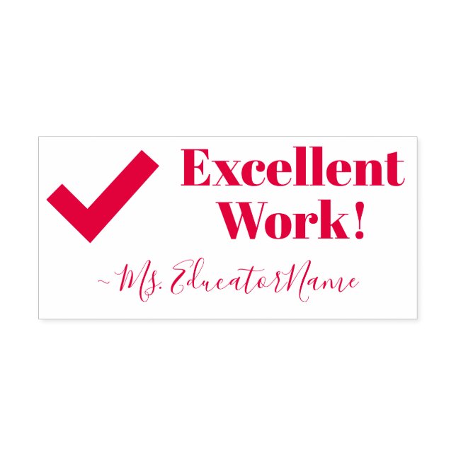 "Excellent Work!" + Custom Tutor Name Self-inking Stamp (Design)