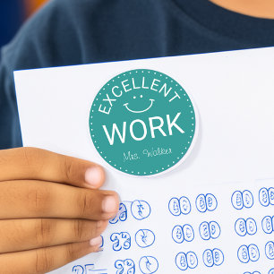Excellent Work Personalized Teachers Classic Round Sticker