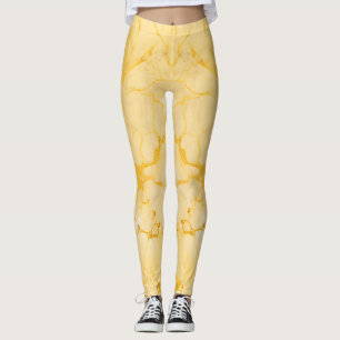 Excellent Yellow Marble Color Print Leggings