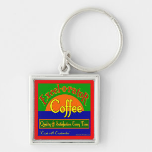Excelorator Coffee Retro Label Art Keychain