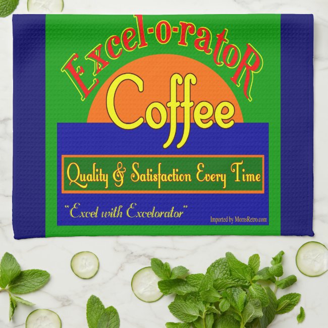 Excelorator Retro Coffee Label Kitchen Towel