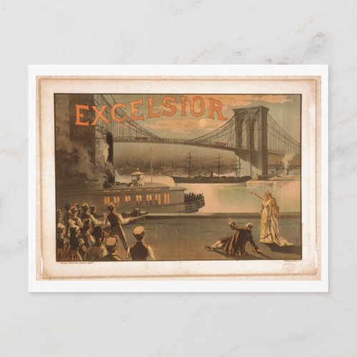 Excelsior 1883 Brooklyn Bridge New York City c1883 Postcard