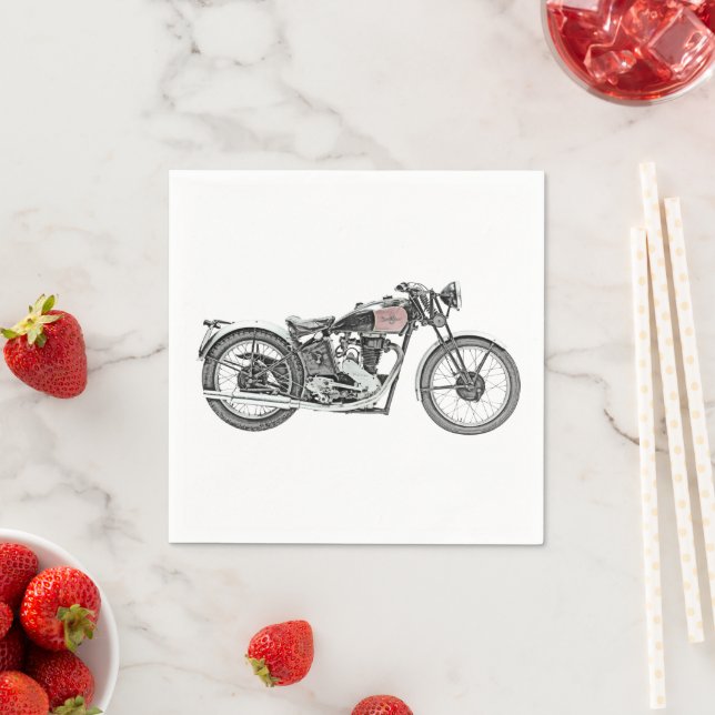 Excelsior Warrior Motorcycle Drawing Motorbike Napkins (Insitu)