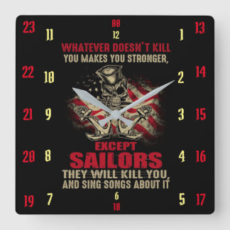 EXCEPT SAILORS SQUARE WALL CLOCK