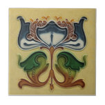 Exceptional English Art Nouveau Floral c1900 Repro Ceramic Tile<br><div class="desc">This outstanding art nouveau tile is a copy of a hand-painted original circa 1895 molded tube-lined tile from our personal collection. Makes a very nice kitchen, bath, shower, or laundry room wall tile, backsplash, border, or even a fireplace surround. Art Nouveau tiles are highly collectible and make great wall and...</div>
