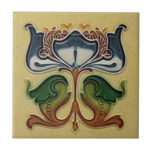 Exceptional English Art Nouveau Floral c1900 Repro Ceramic Tile