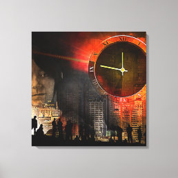 Exceptional Fine Art Painting Women City Clock Canvas Print