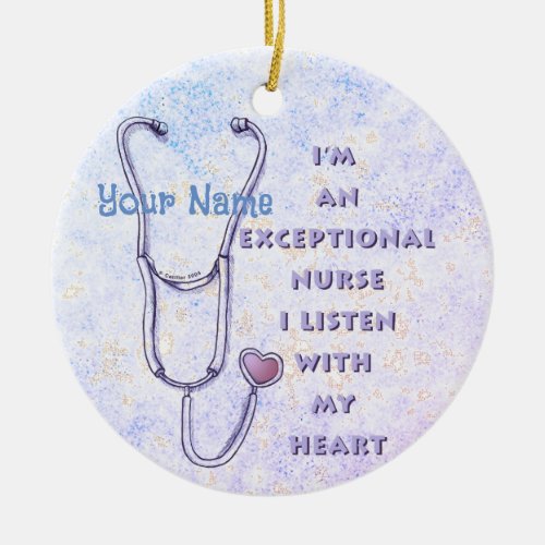 Exceptional Heart Nurse Ceramic Ornament