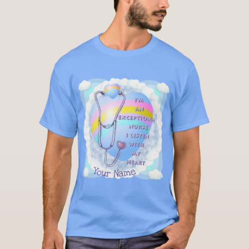 Exceptional Nurse Heart custom name T_Shirt