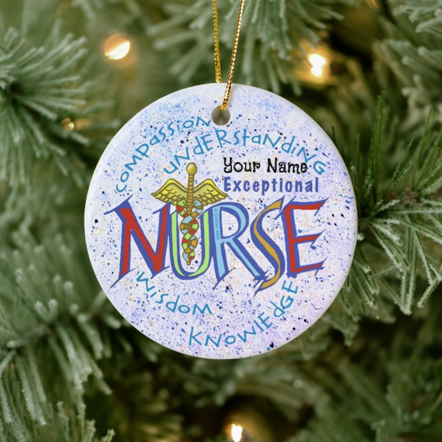 Exceptional nurse motto  ceramic ornament (Tree)