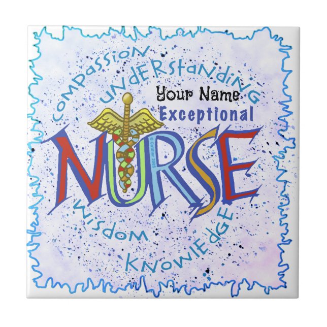 Exceptional nurse motto  ceramic tile (Front)