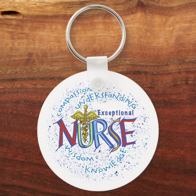Exceptional nurse motto  keychain (Front)