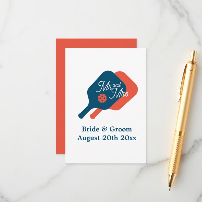 Exceptional pickleball wedding enclosure cards (Front/Back In Situ)